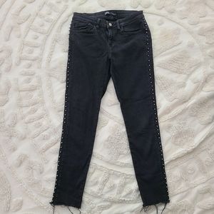 Zara Black cropped jeans with metal hardware on side